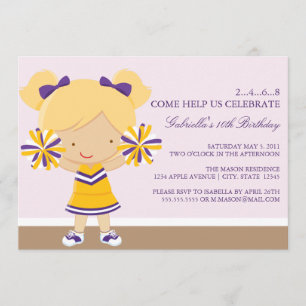 Convite para Festa de aniversário de Cheerleader 