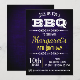 Convite para Festa de aniversário de CHURRASCO Azu