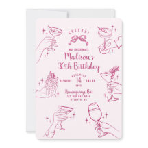 Convite para Festa de aniversário de Cocktail Rosa