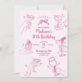 Convite para Festa de aniversário de Cocktail Rosa