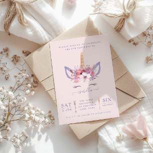 Convite para festa de aniversário de cor d'água do