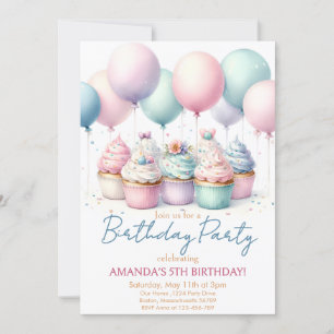 Convite para festa de aniversário de Cupcake