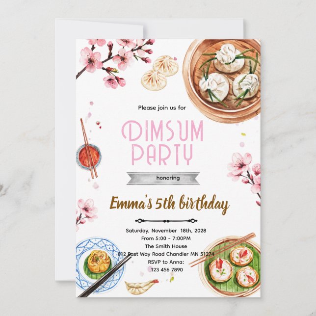 convite para festa de aniversário de dimsum (Frente)