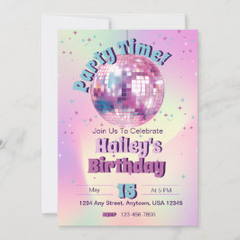 Convite para Festa de aniversário de Disco Rosa