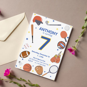 Convite para Festa de Aniversário de Esportes Todo