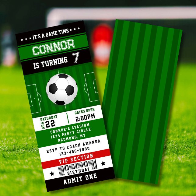 Convite para Festa de aniversário de futebol (Soccer ticket birthday invite for kids – editable, fun & perfect for sports fans!)