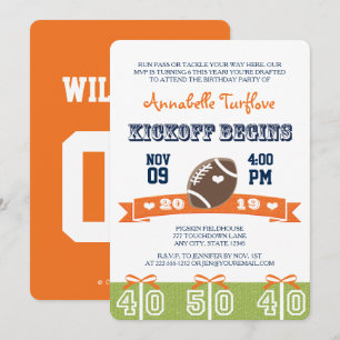 Convite para Festa de aniversário de futebol laran