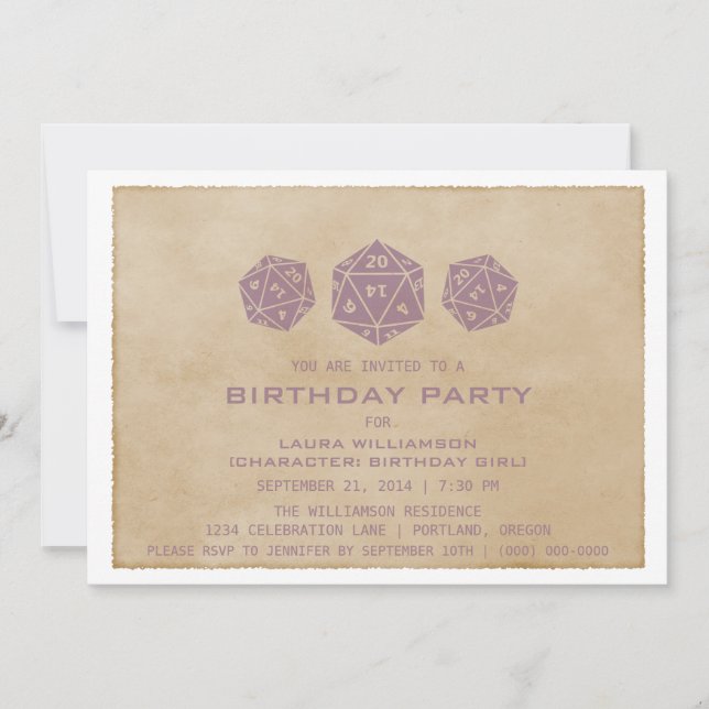 Convite para Festa de aniversário de Gamer de Dice (Frente)