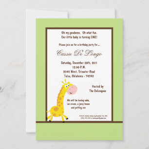 Convite para Festa de aniversário de Girafa Verde 
