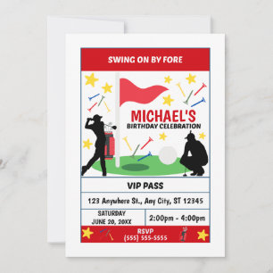 Convite para Festa de Aniversário de Golfe (Homens