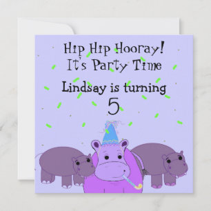 Convite para Festa de Aniversário de Hipopótamo