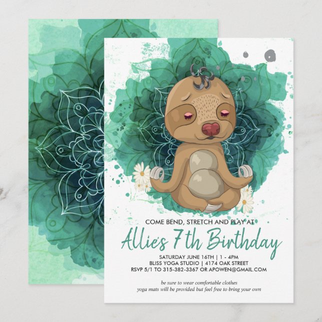 Convite para Festa de Aniversário de Ioga para Cri (Frente/Verso)