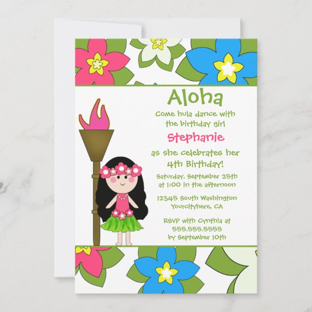 Convite para festa de aniversario de meninas de Hu (Frente)