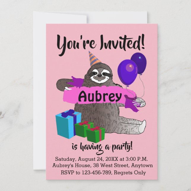 Convite para Festa de Aniversário de Meninas Pregu (Frente)