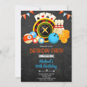 Convite para festa de aniversário de noite de jogo