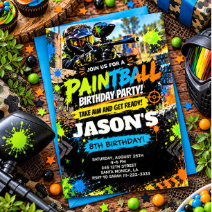 Convite para Festa de Aniversário de Paintball