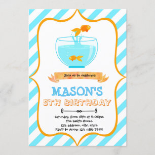 Convite para festa de aniversário de peixe dourado