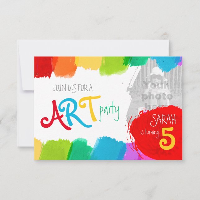 Convite para festa de aniversário de pintura de fe (Frente)