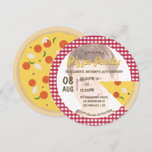 Convite para festa de aniversário de pizza adicion