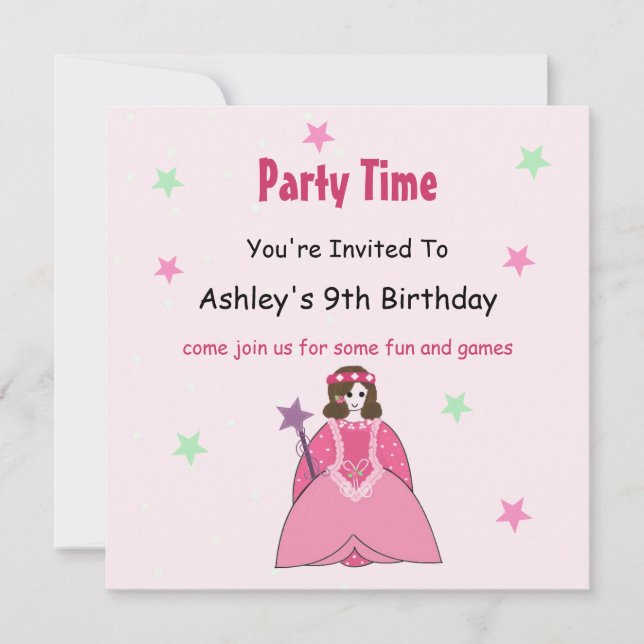 Convite para Festa de Aniversário de Princesa (Frente)