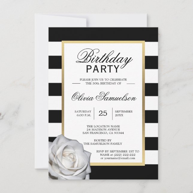 Convite para Festa de aniversário de Rosa Preto El (Frente)