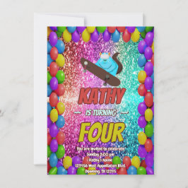 Convite para Festa de aniversário de skate de esqu