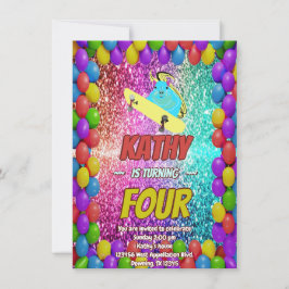 Convite para Festa de aniversário de skate de esqu