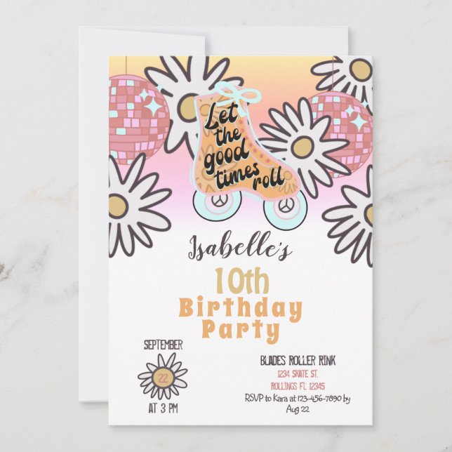 Convite para Festa de aniversário de Skating Rolle (Frente)