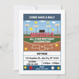 Convite para Festa de Aniversário de Softball