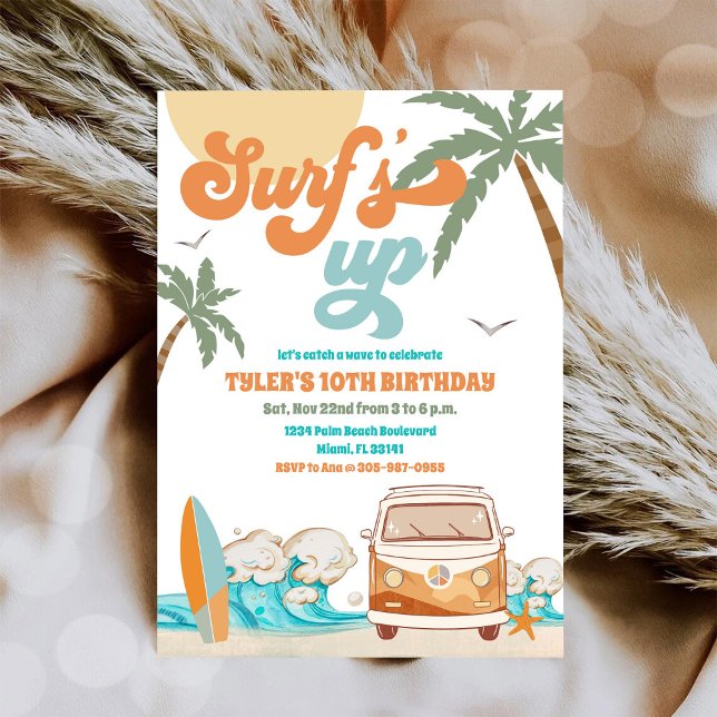 Convite para Festa de Aniversário de Surf (Criador carregado)