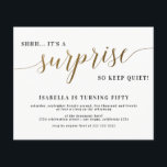 Convite para Festa de aniversário de Surpresa de S<br><div class="desc">Festa de aniversário de Surpresa Dourada de Script de Na moda Moderno.</div>