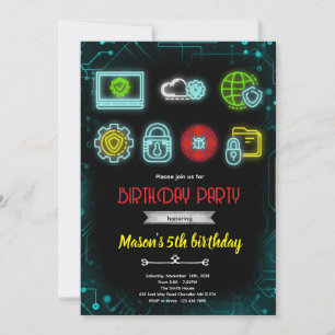 convite para festa de aniversário de tecnologia de