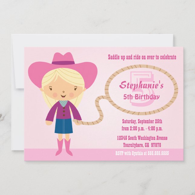 Convite para festa de aniversário de uma rapariga  (Frente)