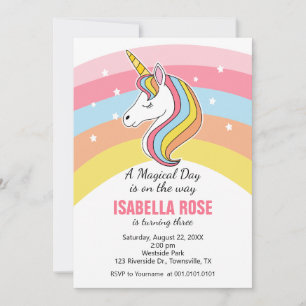 Convite para Festa de Aniversário de Unicórnio