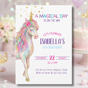 Convite para Festa de Aniversário de Unicórnio