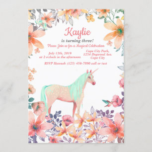 Convite para Festa de aniversário de Unicórnio Flo