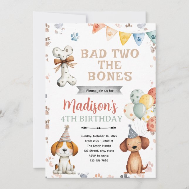 Convite para festa de aniversário do cachorrinho (Frente)
