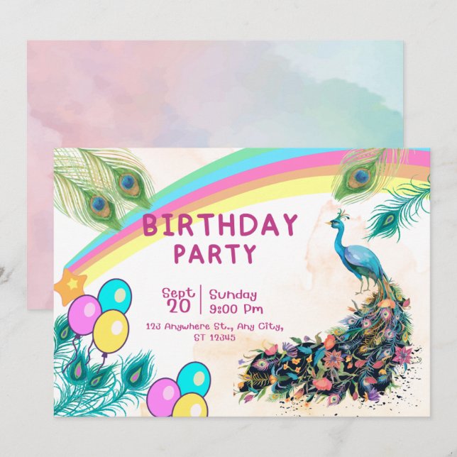 Convite para festa de aniversário do Pavão    (Frente/Verso)