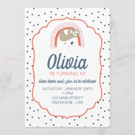 Convite para Festa de Aniversário do Preguiça Arco