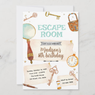 Convite para festa de aniversário em escape room