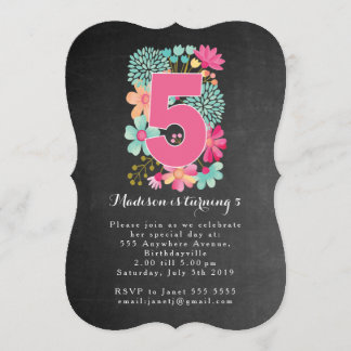 Convite para Festa de aniversário Floral 5