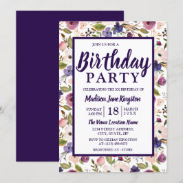 Convite para Festa de aniversário Floral Pêssego C