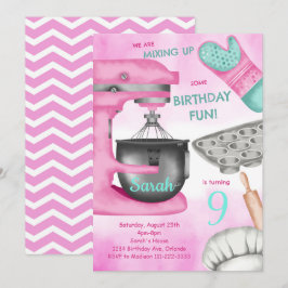 Convite para Festa de aniversário Girly Cozinhar