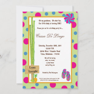 Convite para Festa de aniversário Luau 5x7