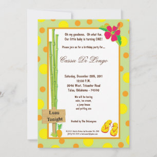 Convite para Festa de aniversário Luau 5x7