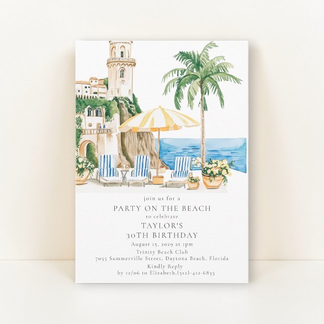 Convite para Festa de Aniversário na Praia da Cost (Criador carregado)