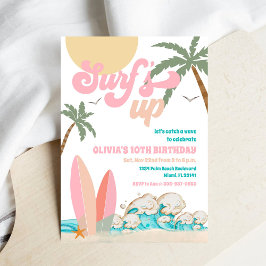 Convite para Festa de Aniversário na Praia de Surf