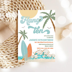 Convite para Festa de Aniversário na Praia de Surf