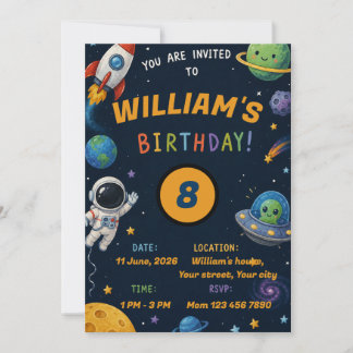 Convite para festa de aniversário no Cosmos