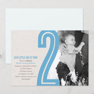 Convite para Festa de aniversário Número Dois Azul